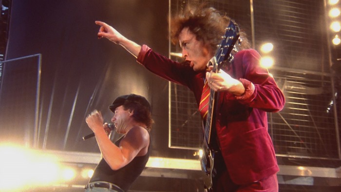 Angus Young from AC/DC performing live