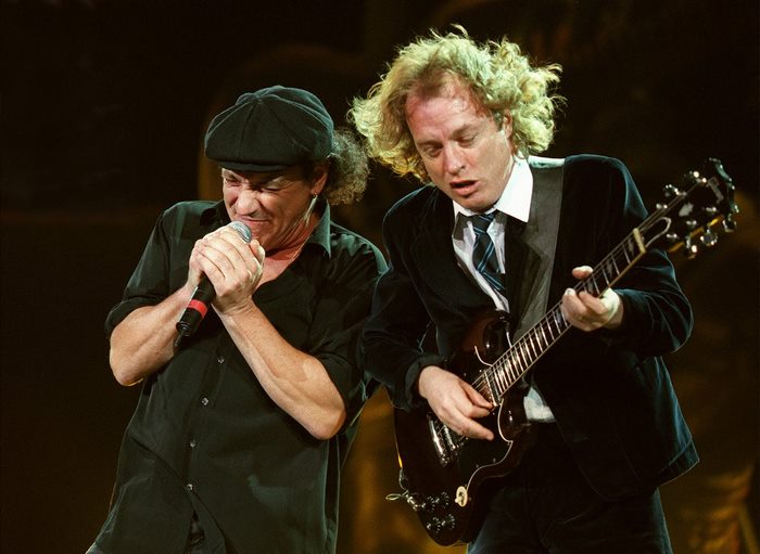 Angus Young from AC/DC performing live
