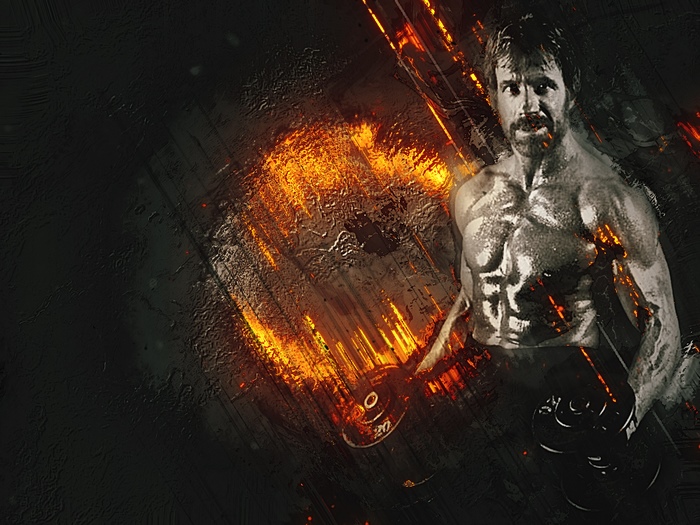 Chuck Norris lifting weights