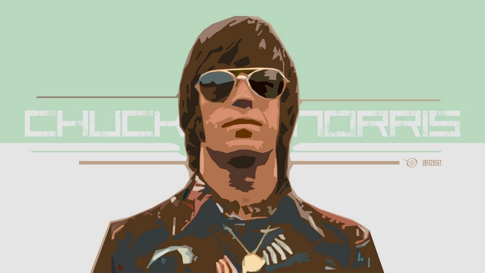 Chuck Norris with sunglasses and text
