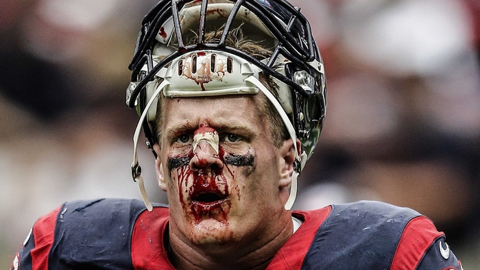 J.J. Watt with bloody face