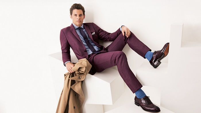 James Marsden in a maroon suit