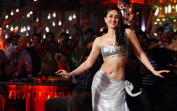 Kareena Kapoor Khan dancing in a silver outfit