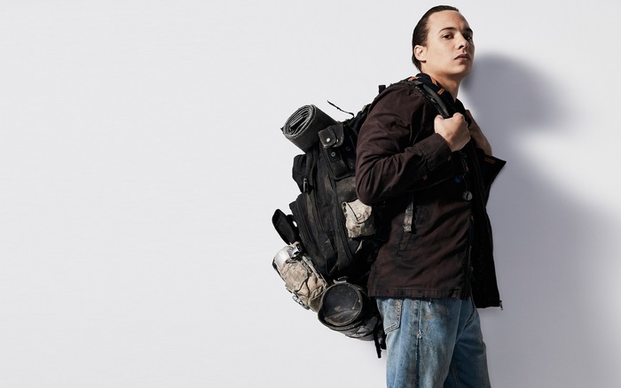 Nick Clark with a large backpack