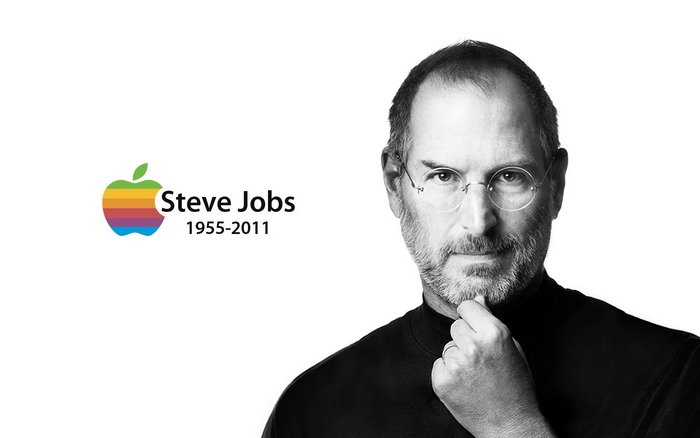 Steve Jobs with Apple logo