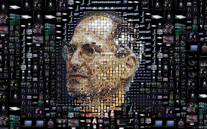 Steve Jobs mosaic made of Apple products