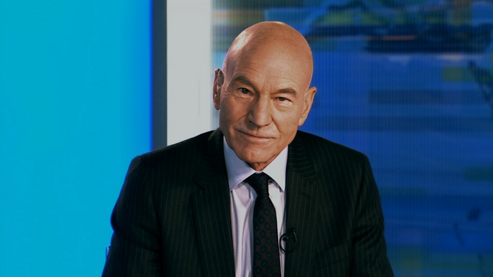 Patrick Stewart in a suit