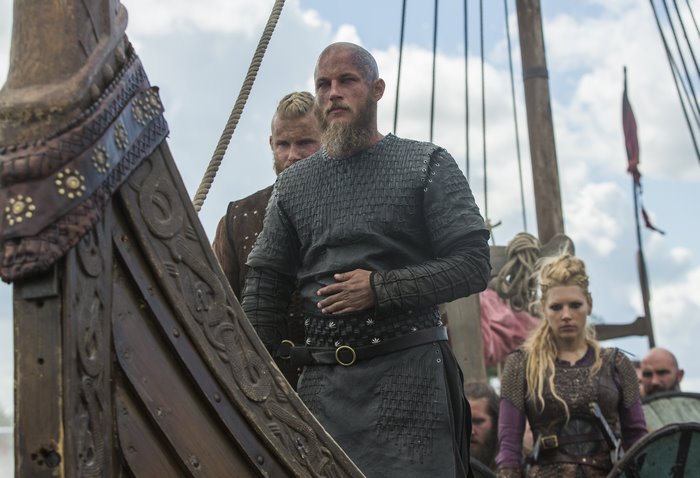 Ragnar Lothbrok from Vikings on a ship