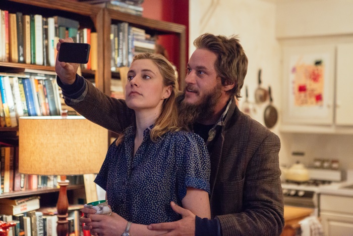 Travis Fimmel and Greta Gerwig taking a selfie