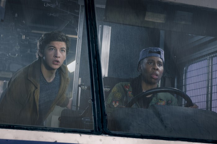Tye Sheridan and Issa Rae in a vehicle