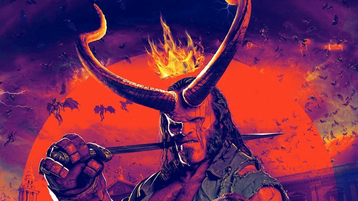 Hellboy with horns and sword