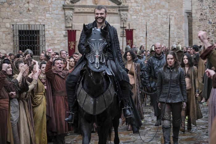 Yara Greyjoy from Game of Thrones on horseback