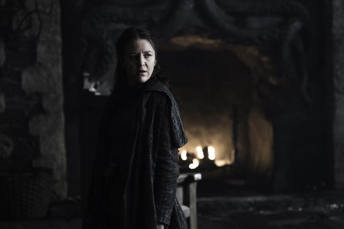 Gemma Whelan in a dark room