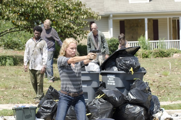 Laurie Holden with zombies