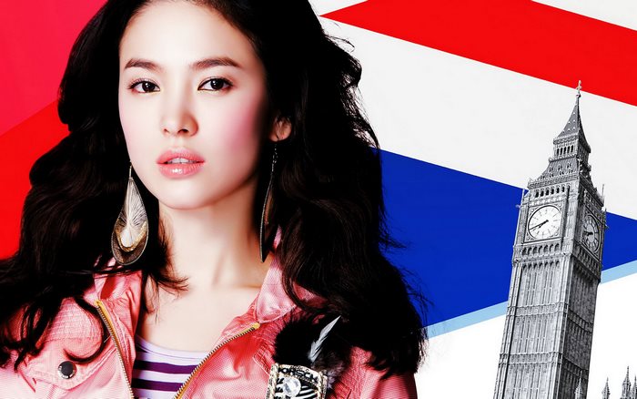 Song Hye-kyo with Big Ben and Union Jack
