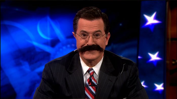 Stephen Colbert with a mustache