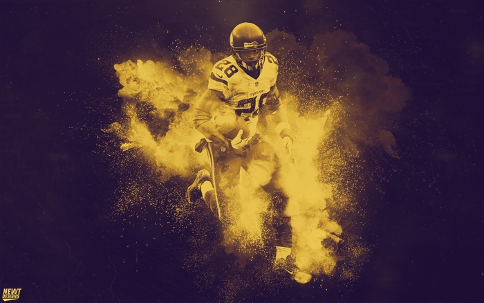 Adrian Peterson running with football