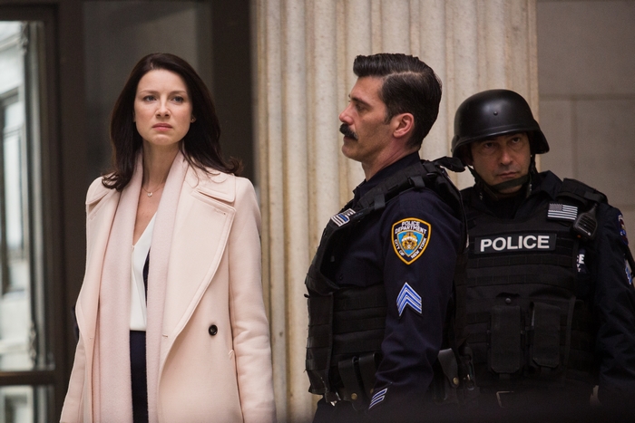 Caitriona Balfe with NYPD officers