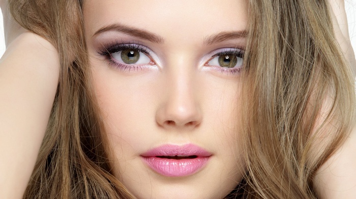 Close-up of a woman's face with makeup