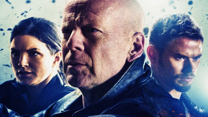 Bruce Willis, Kellan Lutz, and Gina Carano in Expendables 3