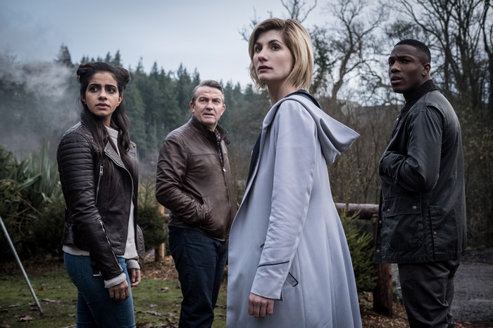 Jodie Whittaker and companions in Doctor Who