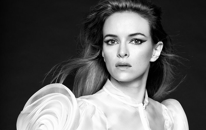 Danielle Panabaker black and white portrait