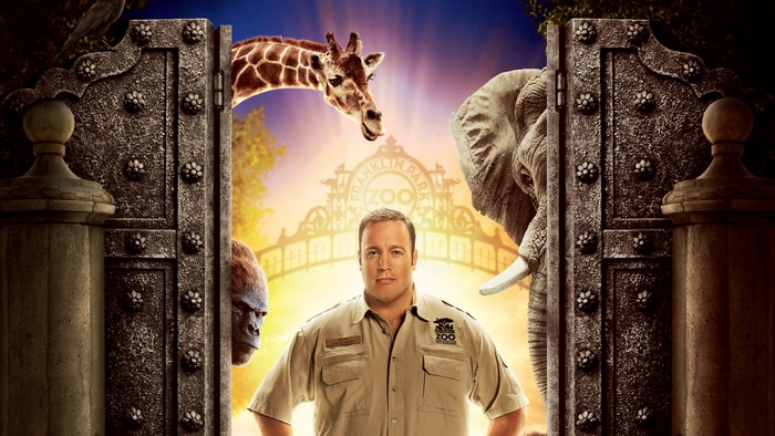 Kevin James in front of Franklin Park Zoo entrance