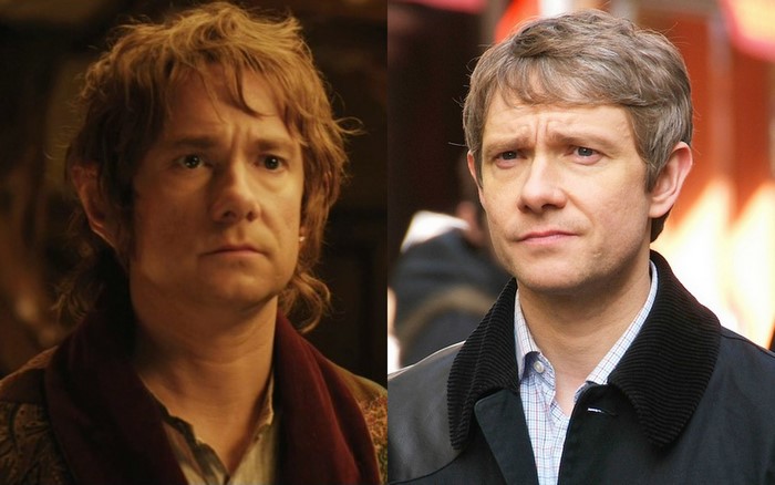 Martin Freeman as Bilbo Baggins and Sherlock's John Watson