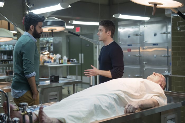 Rahul Kohli in a morgue