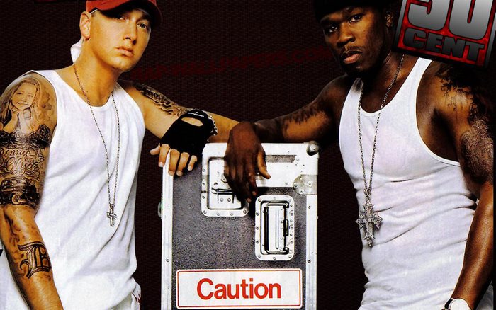 Eminem and 50 Cent with Caution case