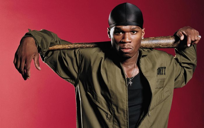 50 Cent with a baseball bat