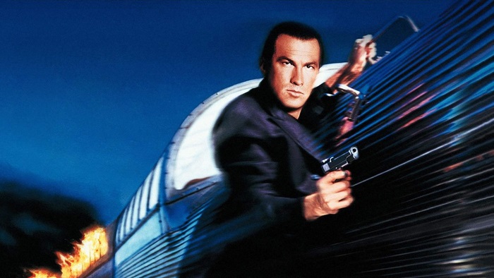 Steven Seagal on a burning train