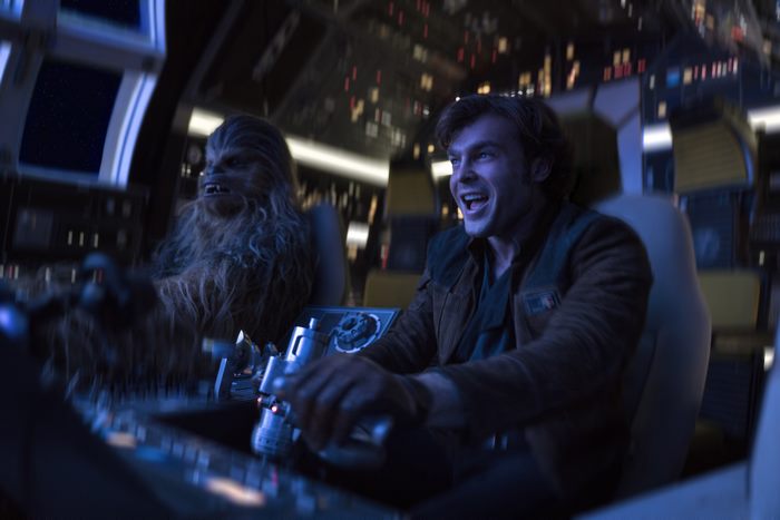 Han Solo and Chewbacca in the Millennium Falcon