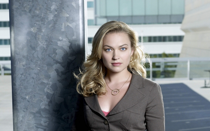 Sophia Myles in a brown jacket