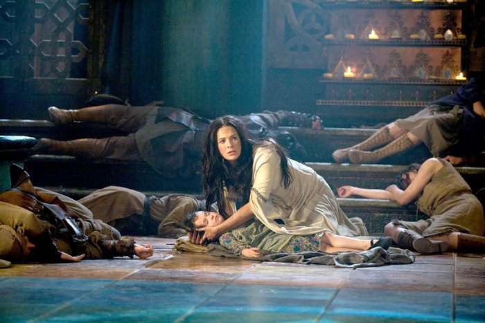 Bridget Regan tending to a fallen person