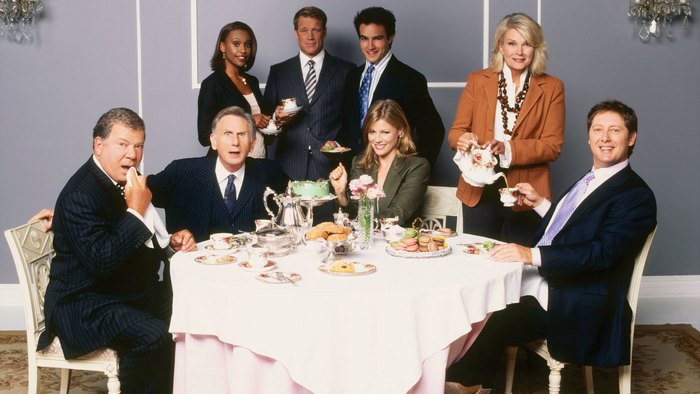 The Practice cast having tea