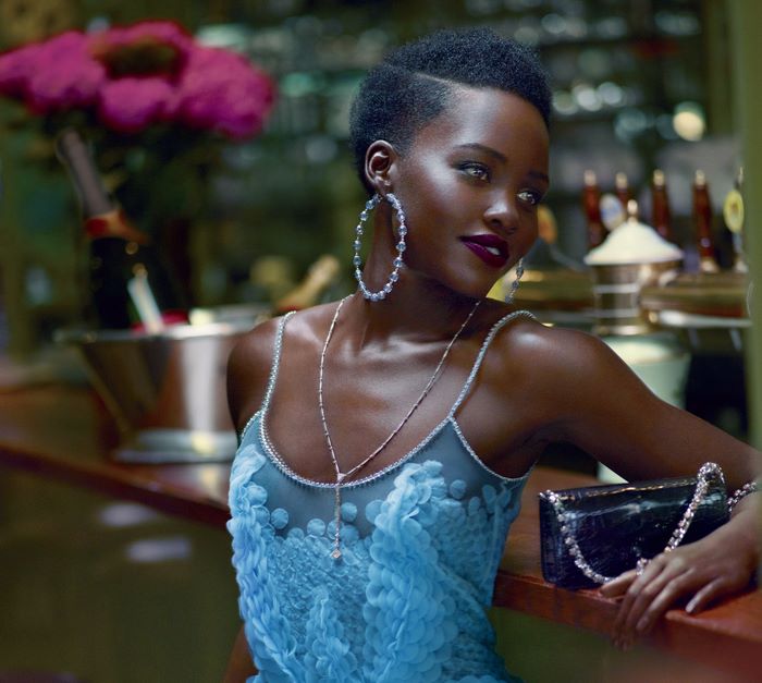 Lupita Nyong'o in a blue dress