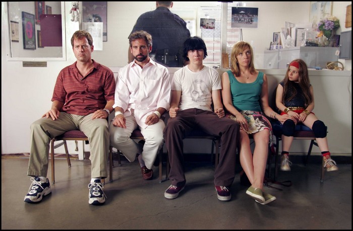Little Miss Sunshine cast sitting in a waiting room