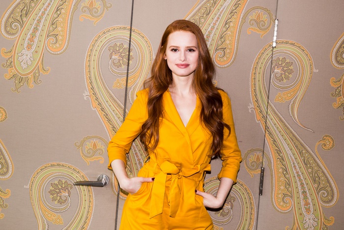 Madelaine Petsch in yellow jumpsuit