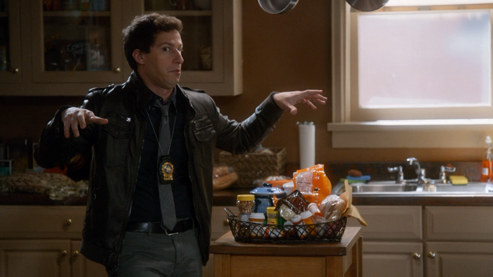 Andy Samberg in a kitchen