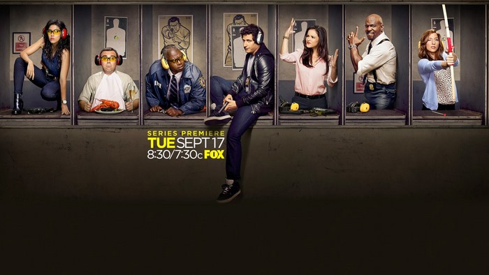 Brooklyn Nine-Nine cast at a shooting range