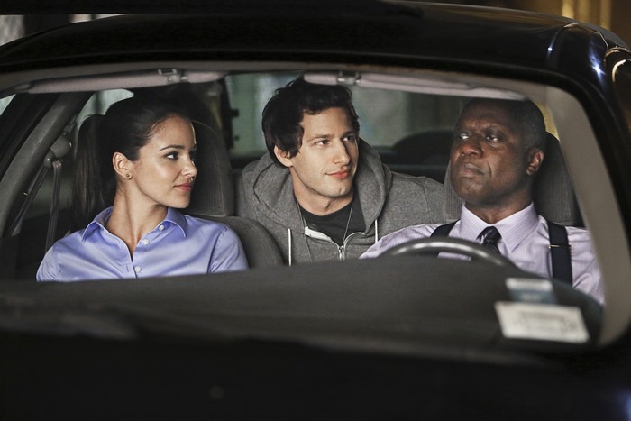 Andy Samberg and two others in a car