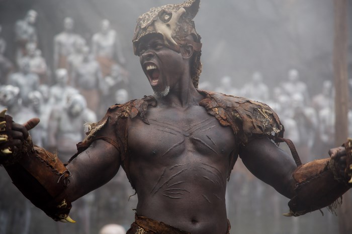 Djimon Hounsou in tribal warrior costume