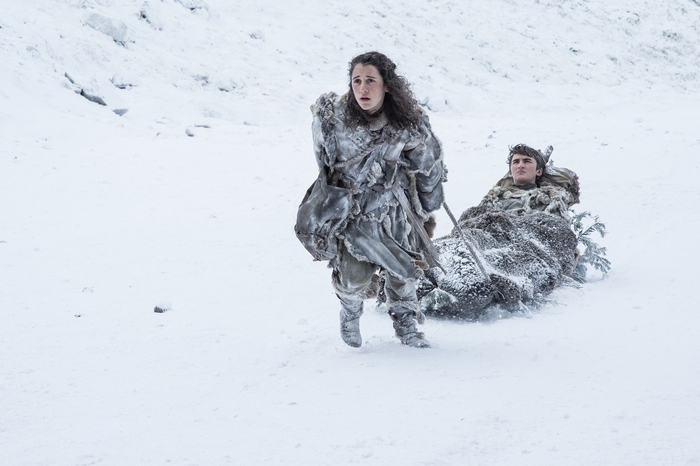 Ellie Kendrick in a snowy landscape