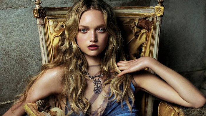 Gemma Ward in ornate chair