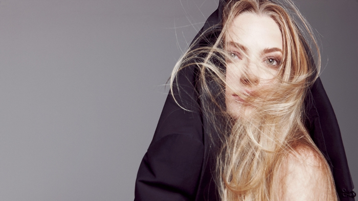 Gemma Ward portrait with dark hood