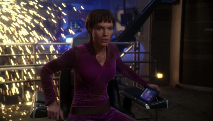 T'Pol from Star Trek: Enterprise in a control room
