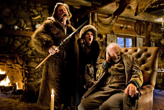 Kurt Russell and Jennifer Jason Leigh in The Hateful Eight