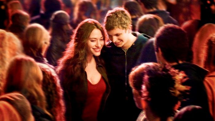 Michael Cera and woman in crowd