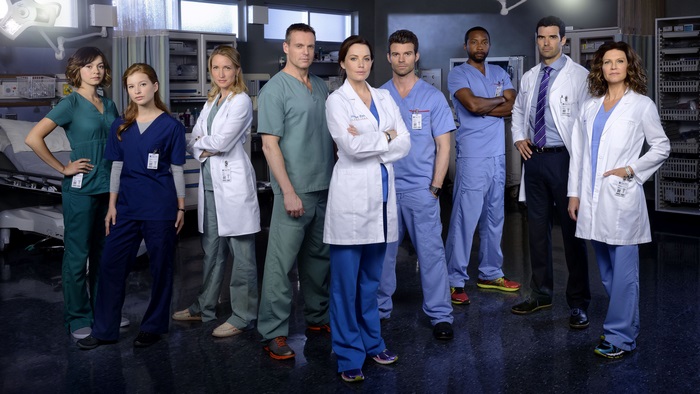 Michael Shanks and cast of Saving Hope